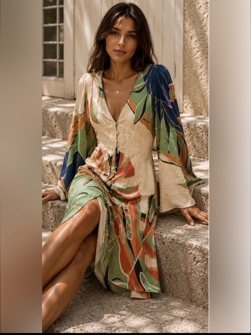 Anthropologie Bl^nk London Dress w Long Bell Sleeves. NWOT Size medium
